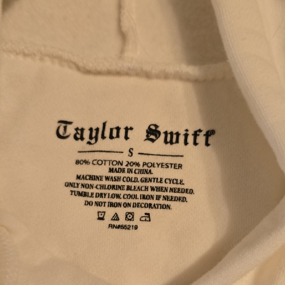 Taylor Swift White Hoodie With Black Lettering And Snake Design View 2